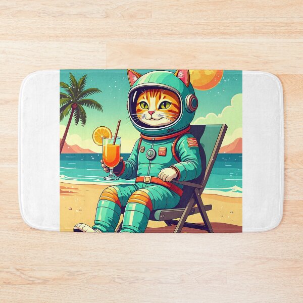 Item preview, Retro Space Cat Vacationing on Alien Beach designed and sold by Tong4130.