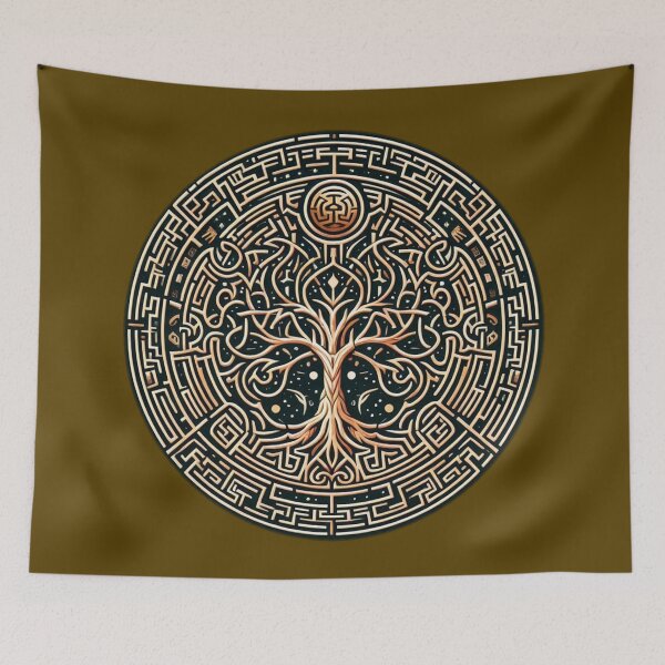 Item preview, Tree of Life Meander Maze circular motif designed and sold by 40degreesSouth.