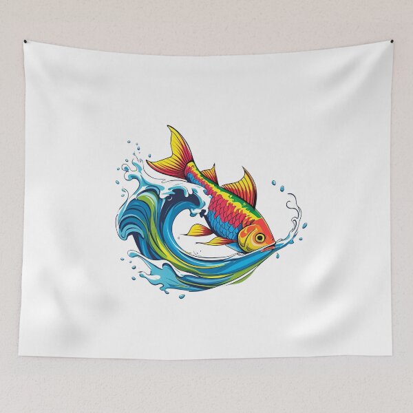 Item preview, Fish Swimming Through Colorful Paint Wave | Artistic Aquatic Design designed and sold by ColorSplash123.