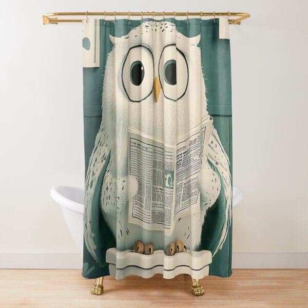Item preview, Animal Toilet Curious Snowy Owl Reads Newspaper Bathroom Mural Charm designed and sold by juniorcastros.