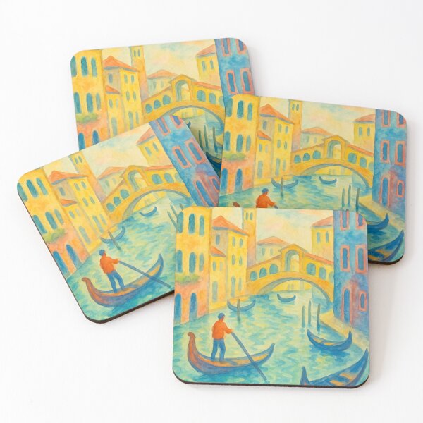 Item preview, Venice Canal Watercolor Painting – Gondolas and Rialto Bridge designed and sold by NotARealGrownUp.