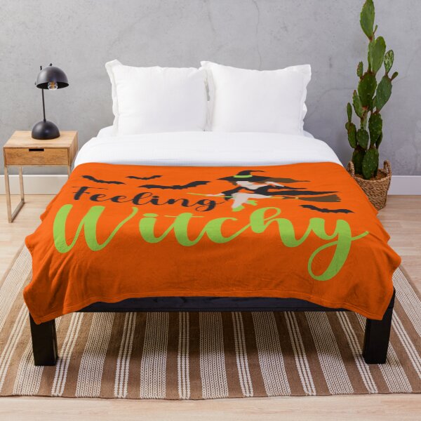 Item preview, Feeling Witchy Funny Flying Witch Halloween Quote designed and sold by SandyMDesigns.