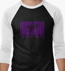 Bar Code Ribbon Alzheimers Awareness Men's Baseball ¾ T-Shirt