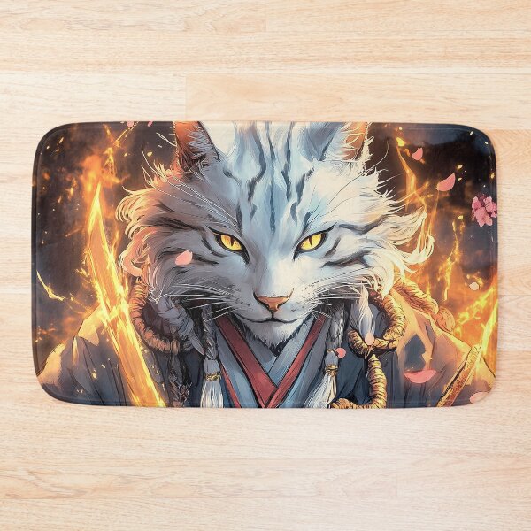 Item preview, Animal Flaming Samurai Cat Standing Amid Cherry Blossom Storm designed and sold by earlobejerk.