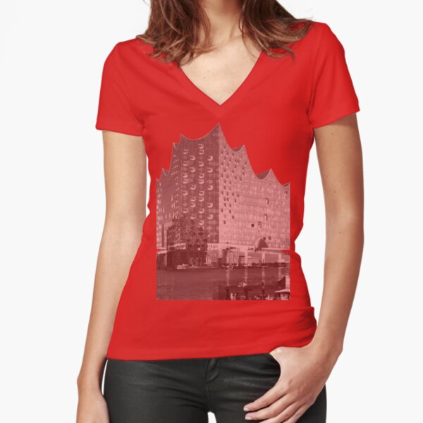Elbphilharmonie Double Tailliertes T-Shirt mit V-Ausschnitt