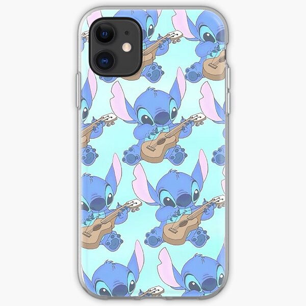 Stitch on his Guitar pattern iPhone Soft Case