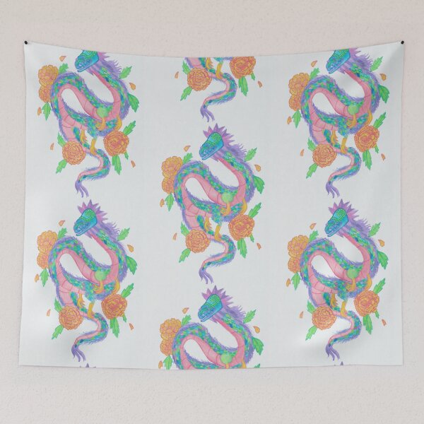 Item preview, Feathered serpent with cempasuchitl flowers designed and sold by angieleeart.