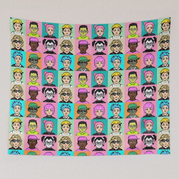 Item preview, Retro Pixel Art Character Grid iPhone Case – 8-Bit Style Portraits in Colorful Pop Backgrounds designed and sold by FestivityFinds.