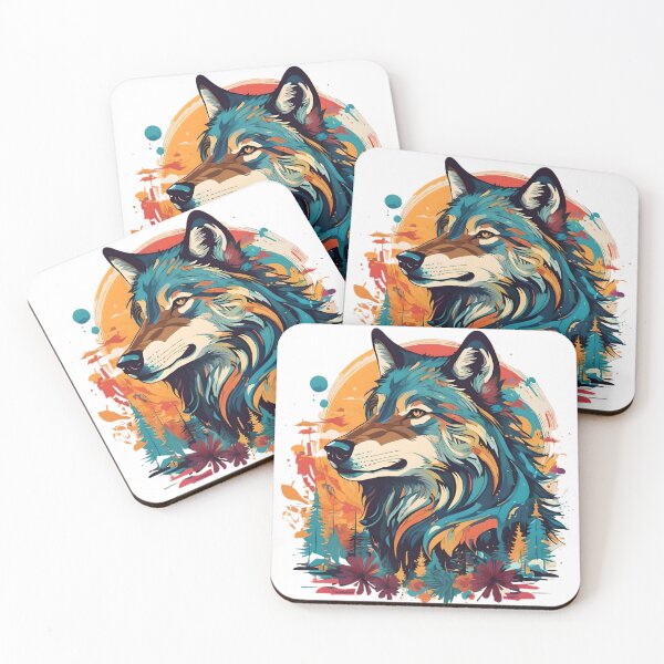 Item preview, colorful wolf designed and sold by SanchillShop.