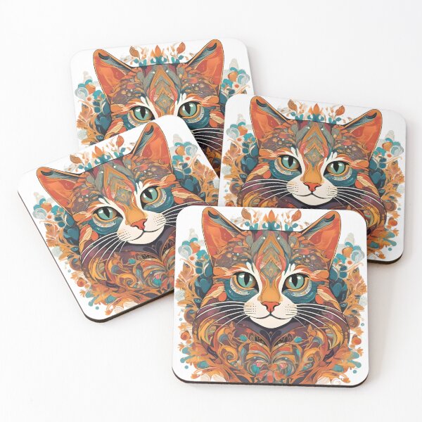Item preview, Cat art with unique and colorful patterns designed and sold by SanchillShop.