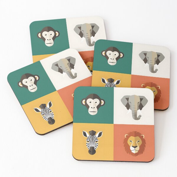 Item preview, Minimalist Safari Animal Sticker – Lion, Elephant, Zebra, Monkey Vector Art designed and sold by FestivityFinds.
