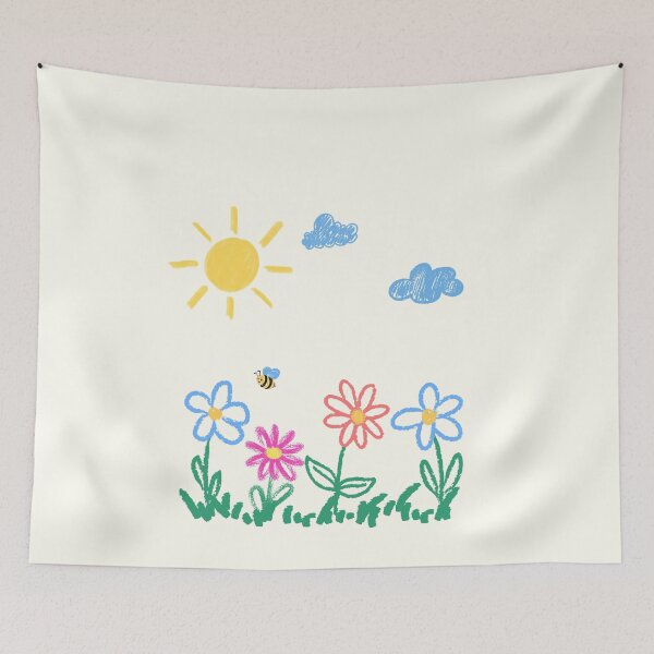 Item preview, small flowers - drawing with crayons designed and sold by CypisDesign.