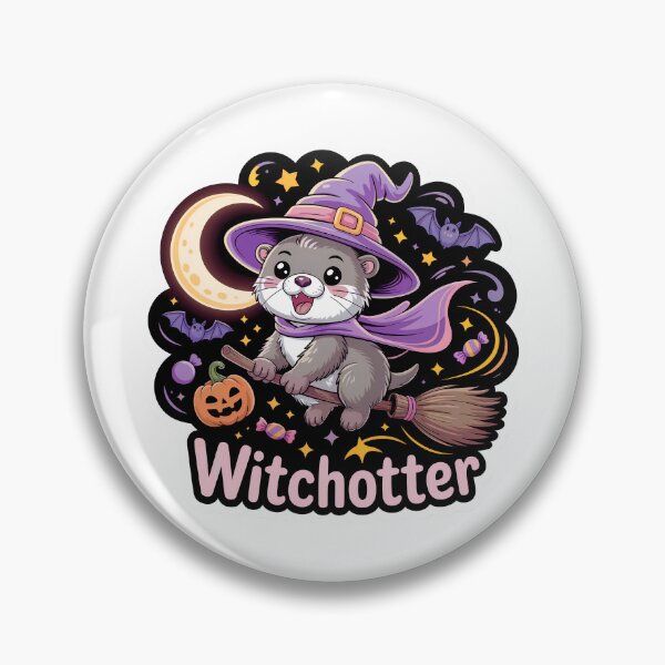 Item preview, Witchotter – Cute Halloween Otter Witch Flying on Broom Kawaii Sticker designed and sold by Nuist25.