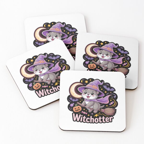 Item preview, Witchotter – Cute Halloween Otter Witch Flying on Broom Kawaii Sticker designed and sold by Nuist25.
