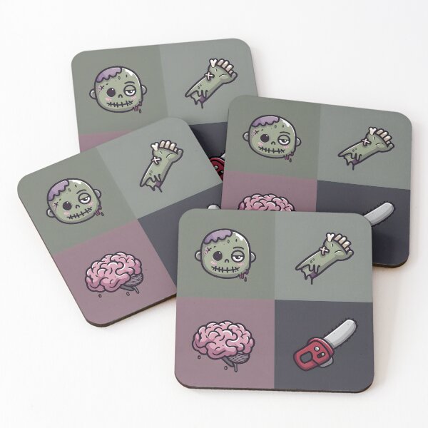 Item preview, Cute Zombie Halloween Sticker Pack – Cartoon Gore Brain Chainsaw Design designed and sold by FestivityFinds.