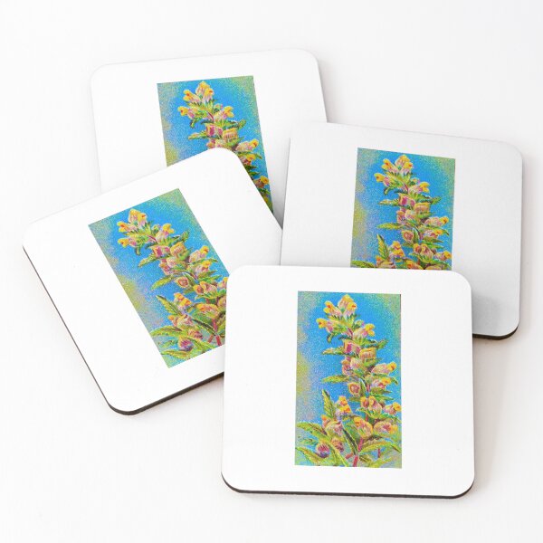 Item preview, Antique Cigarette Card Yellow Rattle Flower Litho Print designed and sold by theoddshelf.