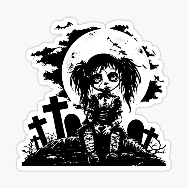 Item preview, Scary Gothic Doll Halloween Evil Monster Child Cemetery designed and sold by inkoutninja.
