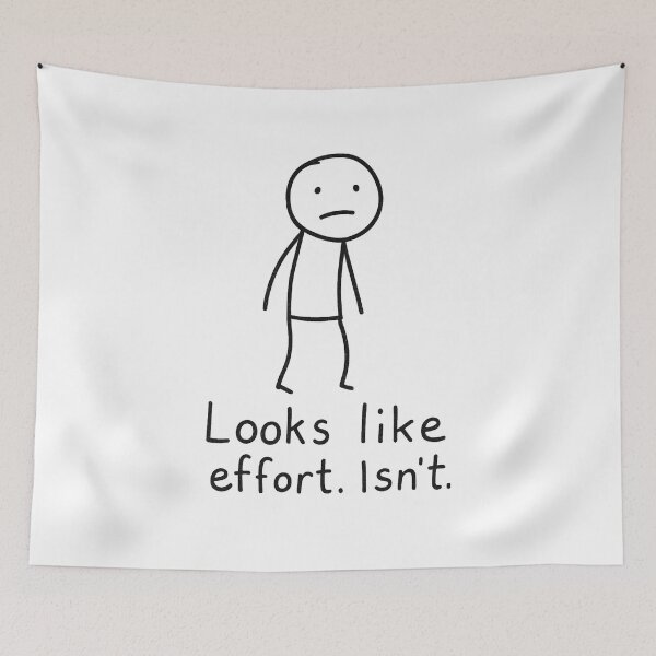 Item preview, Funny Doodle Design - "Looks Like Effort. Isn't." Minimalist sketch humor designed and sold by Domci.