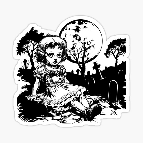 Item preview, Scary Gothic Doll Halloween Evil Monster Child Cemetery designed and sold by inkoutninja.