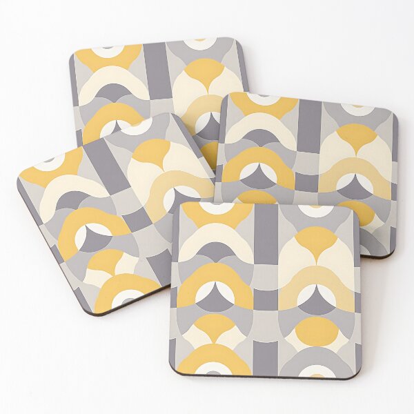Item preview, Mid Century Modern Geometric Abstract Pattern Yellow Gray designed and sold by Prints and Lifestyle.