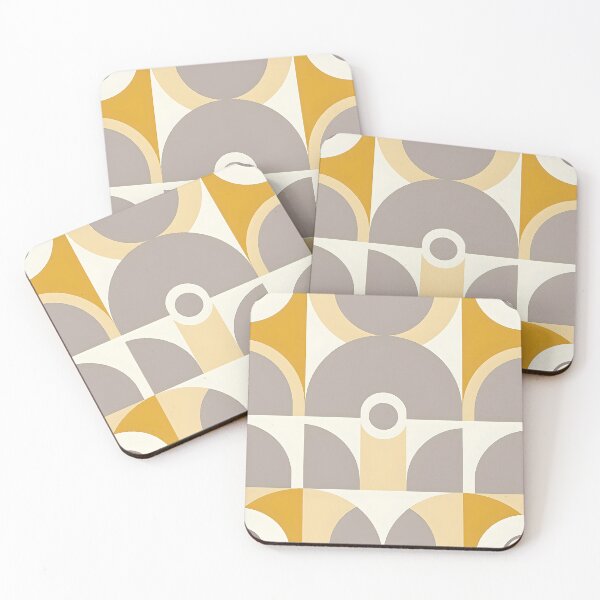 Item preview, Mid Century Modern Geometric Abstract Pattern Yellow Gray designed and sold by Prints and Lifestyle.