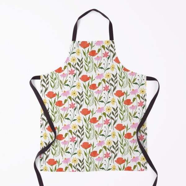 Item preview, Vibrant Wildflower field in pink red yellow and green on white background designed and sold by PrettywithColor.