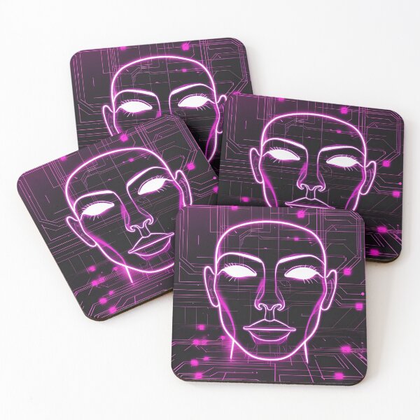 Item preview, Minimalist Neon Face – Magenta Cyberpunk Glitch Portrait designed and sold by modishwelt.