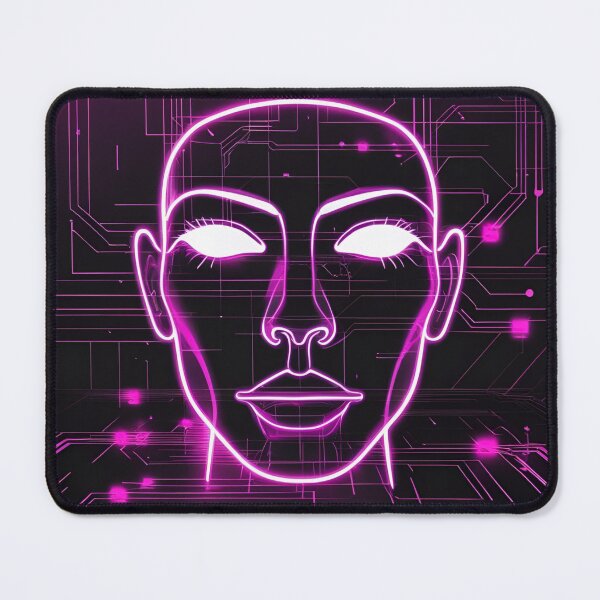 Item preview, Minimalist Neon Face – Magenta Cyberpunk Glitch Portrait designed and sold by modishwelt.