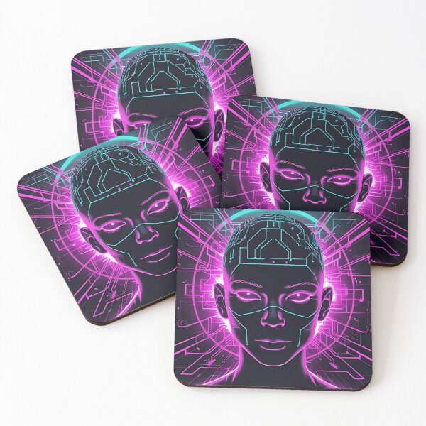 Item preview, Minimalist Neon Face – Magenta Cyberpunk Glitch Portrait version 2 designed and sold by modishwelt.