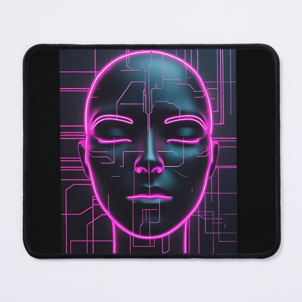 Item preview, Minimalist Neon Face – Magenta Cyberpunk Glitch Portrait version 3 designed and sold by modishwelt.