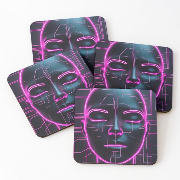 Item preview, Minimalist Neon Face – Magenta Cyberpunk Glitch Portrait version 3 designed and sold by modishwelt.
