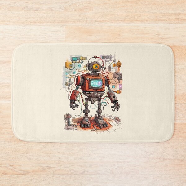 Item preview, Vintage Cyborg Robot Design – Cyberpunk red robot - Kids Room Vibes designed and sold by CroesCreations.