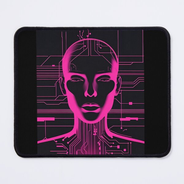 Item preview, Minimalist Neon Face – Magenta Cyberpunk Glitch Portrait version 4 designed and sold by modishwelt.