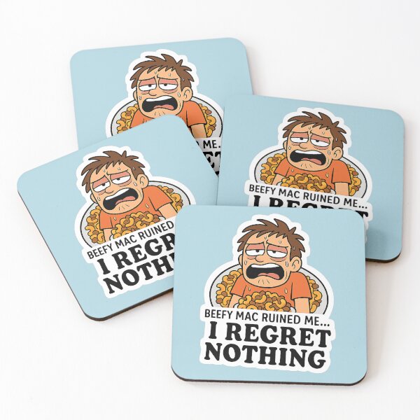 Item preview, I Regret Nothing Beefy Mac Sticker – Funny Food Overload Cartoon designed and sold by YuliaHulia.