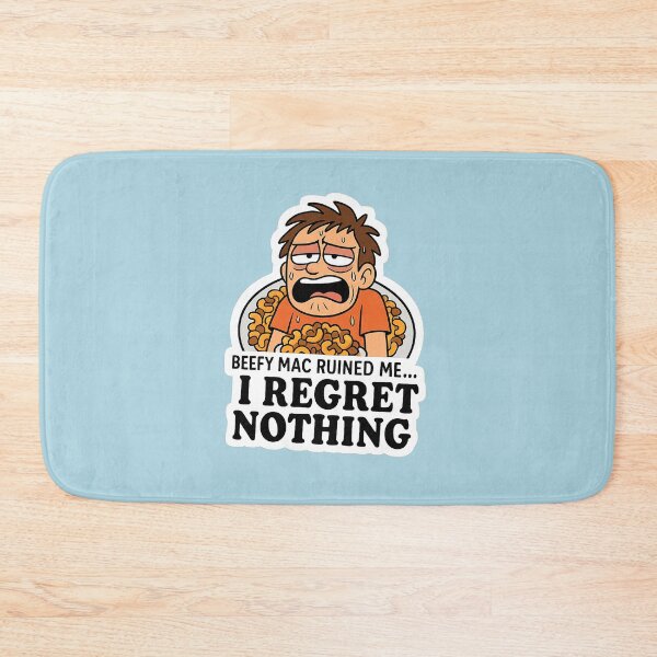 Item preview, I Regret Nothing Beefy Mac Sticker – Funny Food Overload Cartoon designed and sold by YuliaHulia.