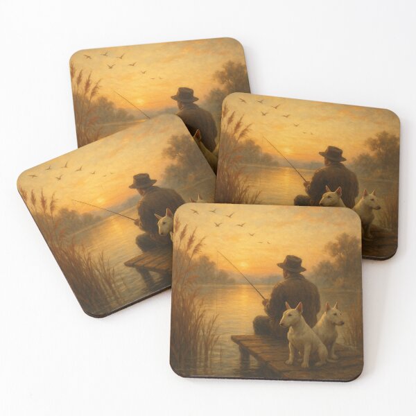 Item preview, Bull Terriers at Sunrise – Lakeside Serenity designed and sold by Kenny8716.