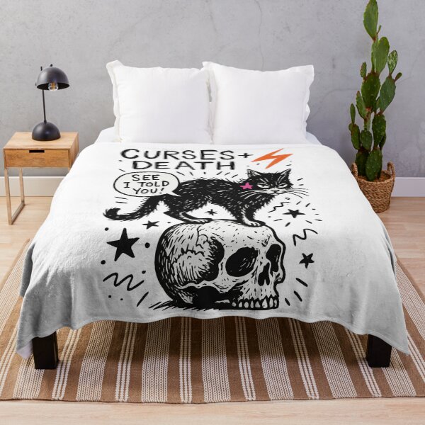 Item preview, Curses & Death – Black Cat and Skull Occult Illustration designed and sold by Vivid Void Apparel.