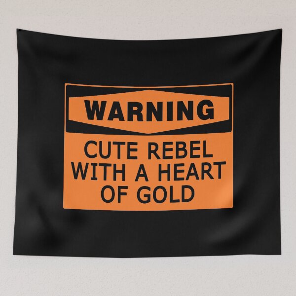 Item preview, WARNING SIGN: REBEL WITH A HEART OF GOLD, NOVELTY SIGNAGE, QUIRKY designed and sold by AASparksDesigns.