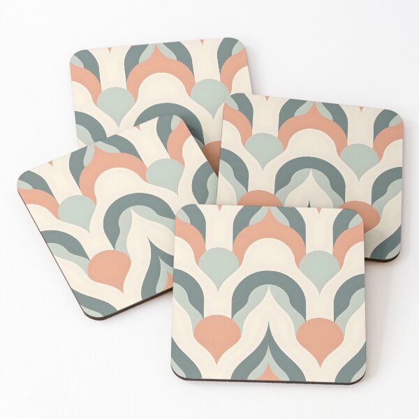 Item preview, Mid Century Modern Retro Geometric Vintage Green Peach designed and sold by Prints and Lifestyle.