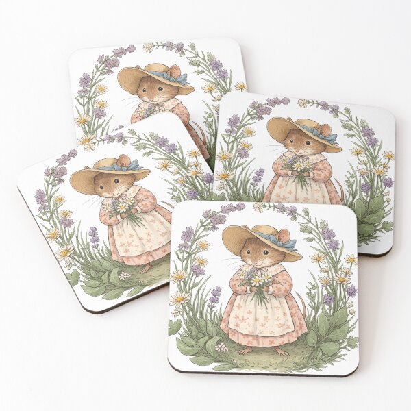Item preview, Wildflower Gathering – A Gentle Field Mouse in Bloom designed and sold by Pasteltone.