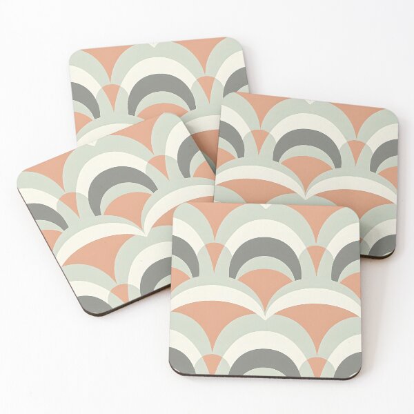 Item preview, Mid Century Modern Retro Geometric Vintage Green Peach designed and sold by Prints and Lifestyle.