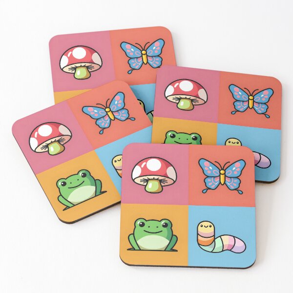 Item preview, Cute Kawaii Forest Creatures Sticker Pack – Mushroom, Frog, Butterfly & Worm designed and sold by FestivityFinds.