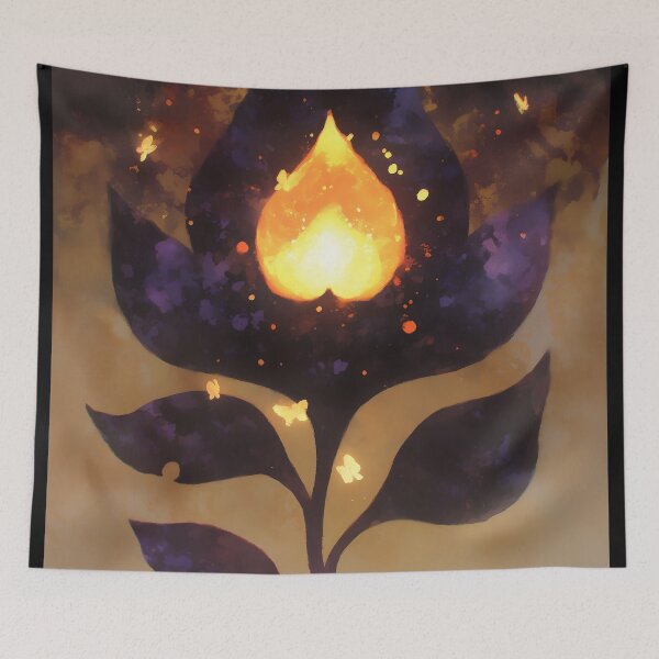 Item preview, Flame Bloom – Mystical Fire Flower with Butterflies designed and sold by Gozono.