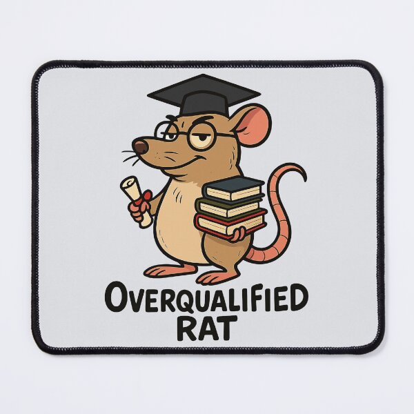 Item preview, Graduated Rat Cartoon – Overqualified and Proud designed and sold by xmoudx.