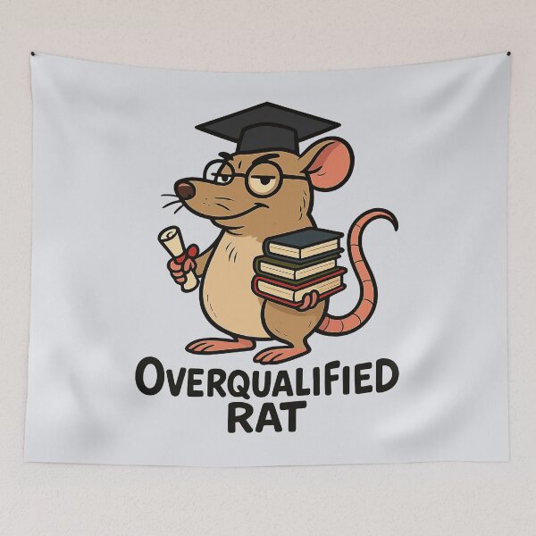 Item preview, Graduated Rat Cartoon – Overqualified and Proud designed and sold by xmoudx.