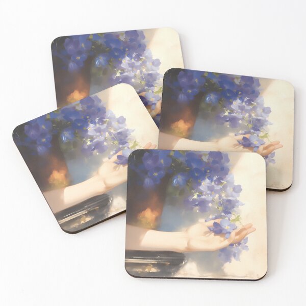 Item preview, Soft Touch – Hand Holding Violet Flowers in Morning Light designed and sold by Gozono.