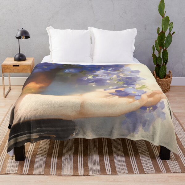 Item preview, Soft Touch – Hand Holding Violet Flowers in Morning Light designed and sold by Gozono.