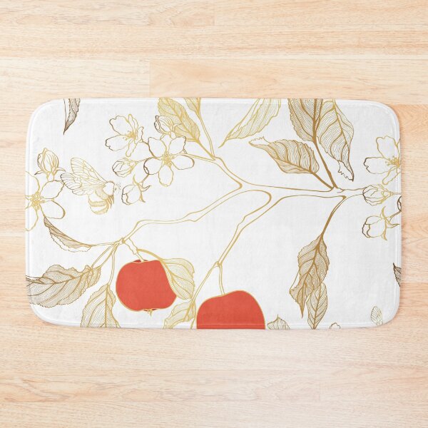 Item preview, Golden line apple branch. Blooming branch of sakura apple tree seamless pattern. designed and sold by MatyKotiv.