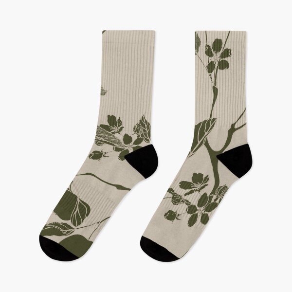 Item preview, Green line apple branch. Blooming branch of sakura apple tree seamless pattern. designed and sold by MatyKotiv.
