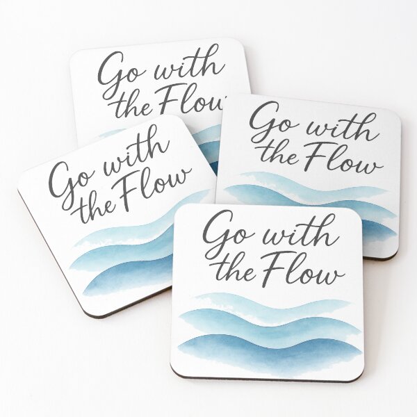 Artikelvorschau, Go With the Flow – Kursive Typografie mit blauen Wellen entworfen und verkauft von Kalpa.